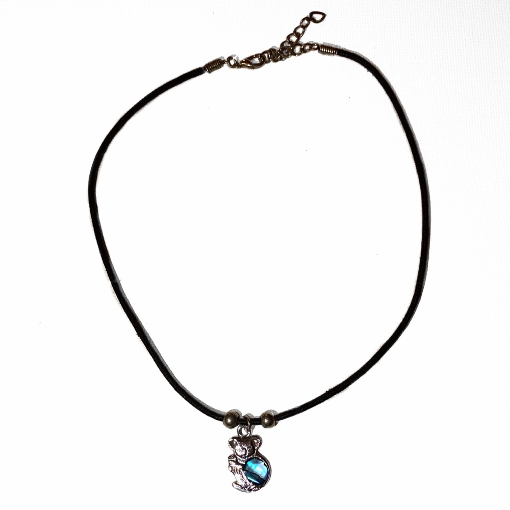 4/$15 🌻 Shell of Sea Genuine Paua Black Cord Koala Bear Necklace